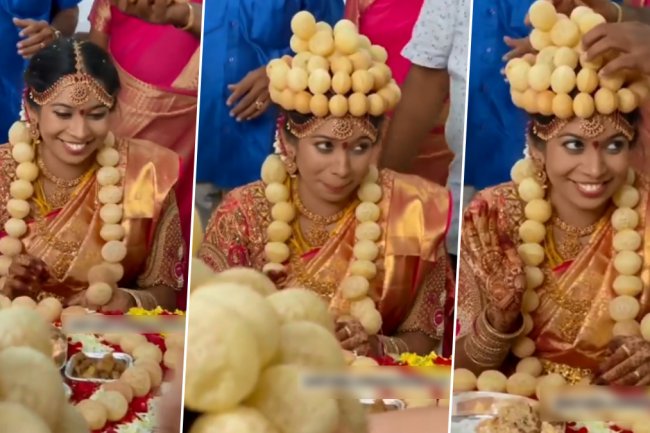 INDIAN BRIDE WEARS JEWELLERY MADE WITH PANI-PURIS AT WEDDING